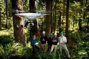 Oregon State University research team partners with Oceans Unmanned team to use drones and infrared camera technology to locate endangered marbled murrelet nests for a study. Newport, Oregon.